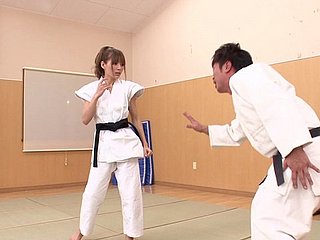 Gorgeous Japanese karate girl decides to wind up some weasel words riding