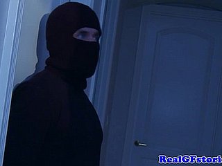 Housewife assfucked unconnected with a midnight burglar