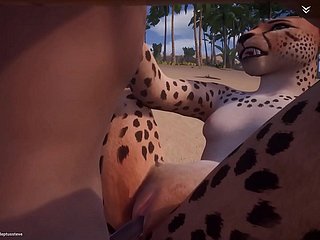 Hot Geile Cheetah Fucks 3 Männer Furry Animation (mit Ton / cum)