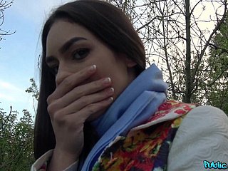 Outside sex and a blowjob are amazing with wild brunette Arwen Gold