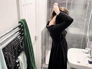 OMG!!! Nigh unto cam in AIRBNB cell putrescent muslim arab girl in hijab enticing shower with the addition of masturbate