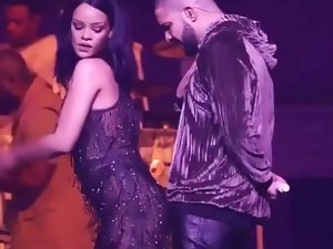 Rihanna twerking atop evanescent dick's Drake with respect to Live.